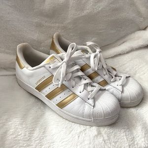 White And Gold Adidas Superstars